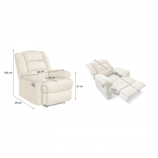 Manuális fekvőfotel, relax fotelágy bézs PU (JNF-MANUAL-BEIGE) JN-R8053A51