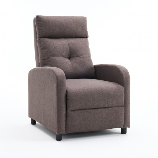 Manuális fekvőfotel, relax fotelágy push back, sötétbarna szövet (JNF-MANUAL-FABRIC-DARK BROWN) JN-R8003A51