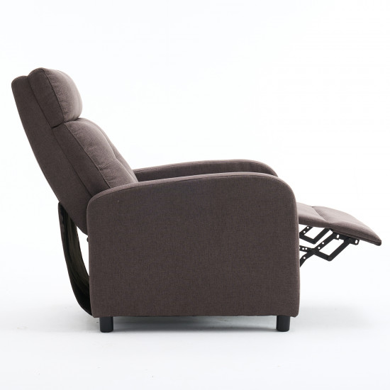 Manuális fekvőfotel, relax fotelágy push back, sötétbarna szövet (JNF-MANUAL-FABRIC-DARK BROWN) JN-R8003A51